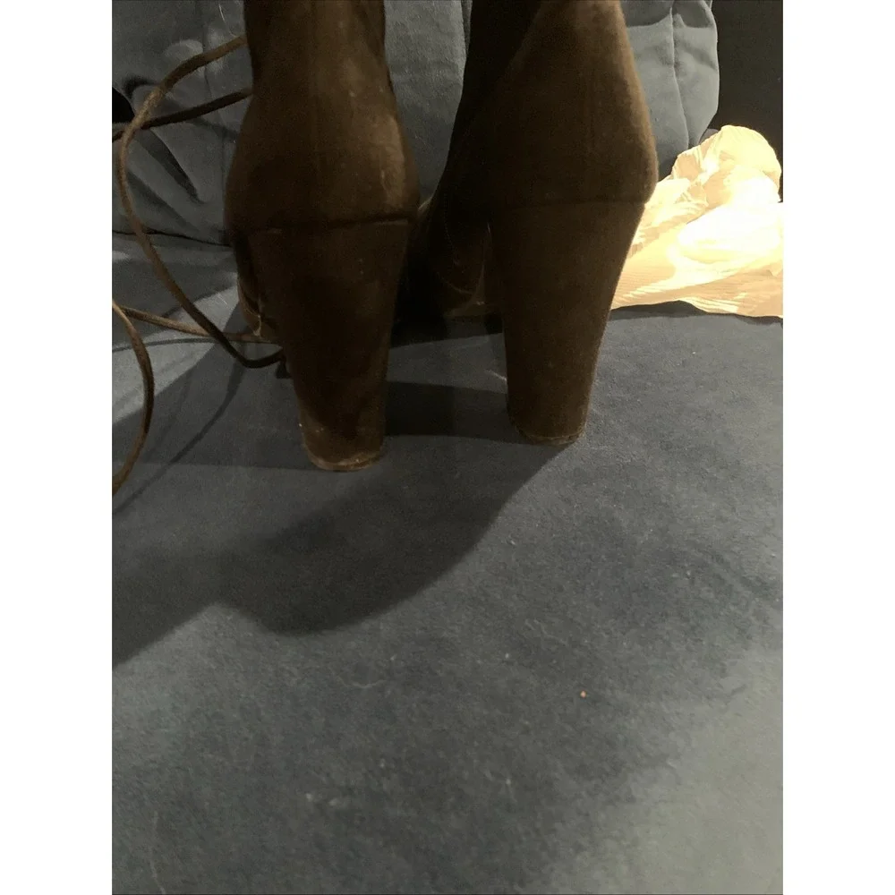 MATERIAL GIRL BLACK FAUX SUEDE OVER THE KNEE TIE BACK ‎ ZIPPER BOOTS Size 9 1/2